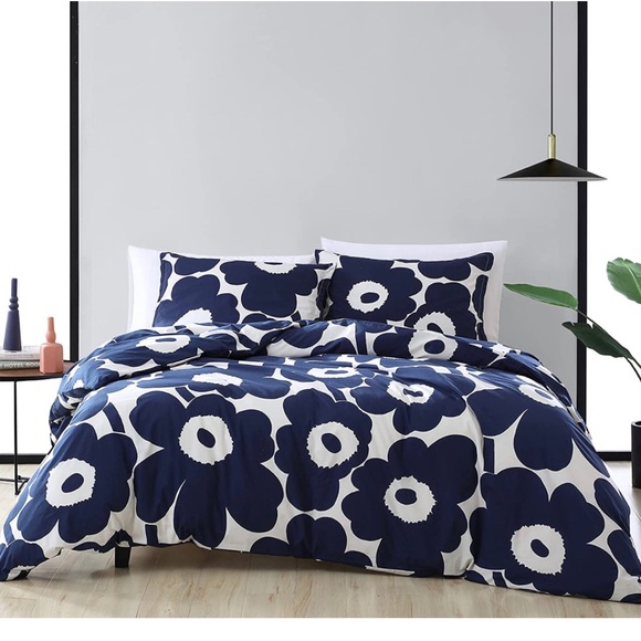Marimekko Bedding Marimekko Queen Comforter Set Unikko Indigo Color